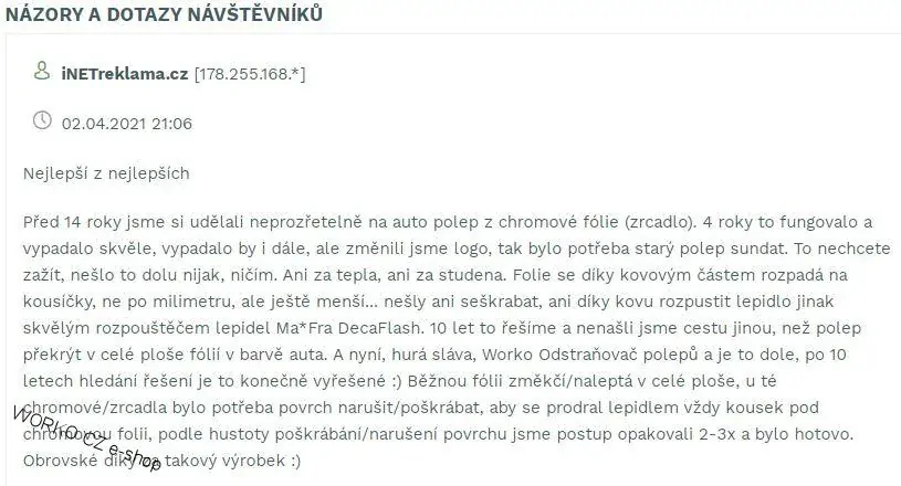 Odstraňovač polepů a lepidel Worko 3KG